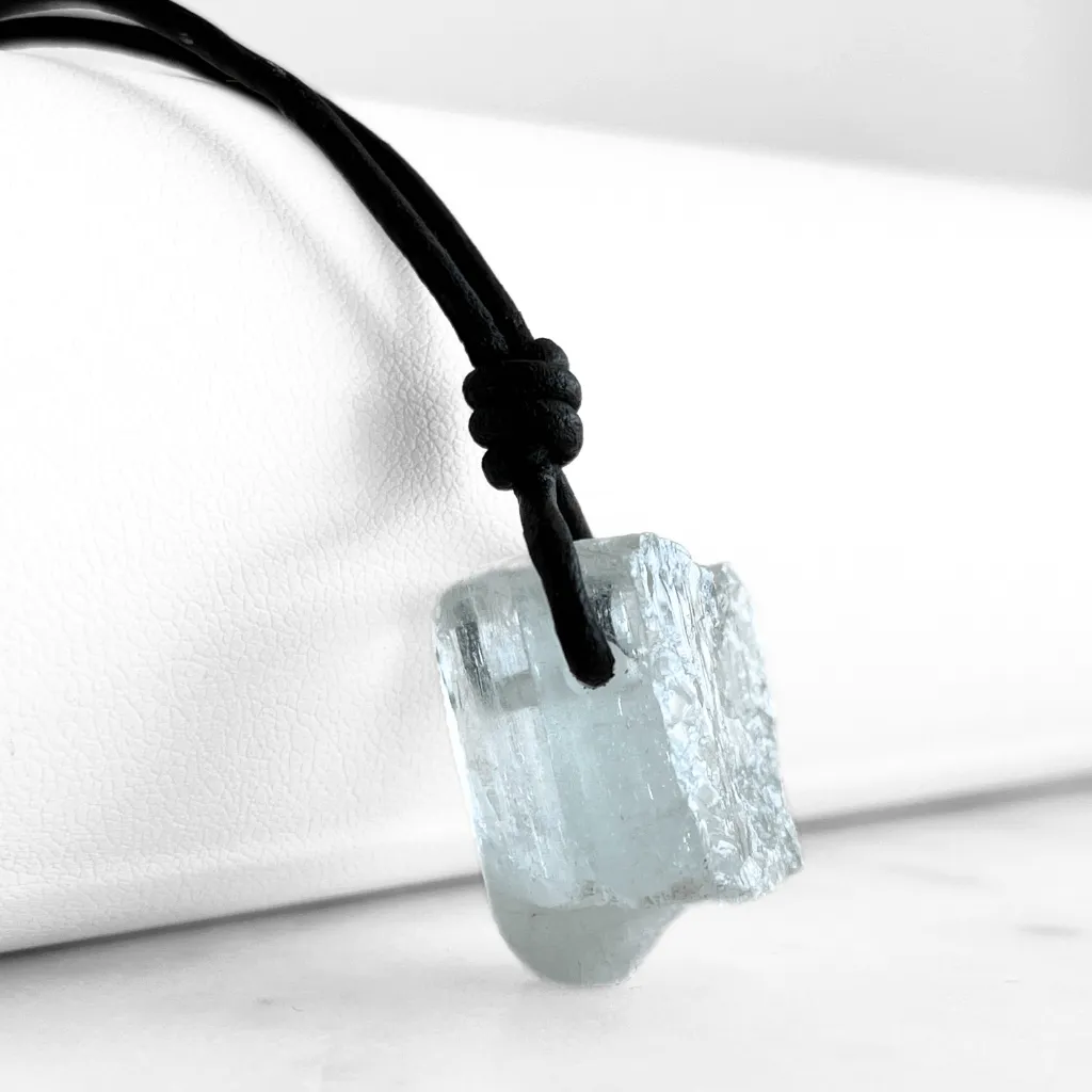 Raw OOAK Aquamarine Gemstone Pendant - Natural Serenity