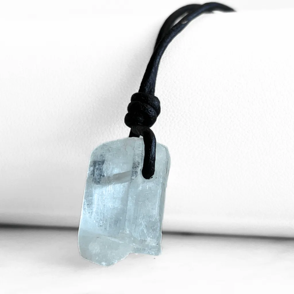 Raw OOAK Aquamarine Gemstone Pendant - Natural Serenity