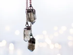 Raw smokey quartz necklace | Raw quartz necklace