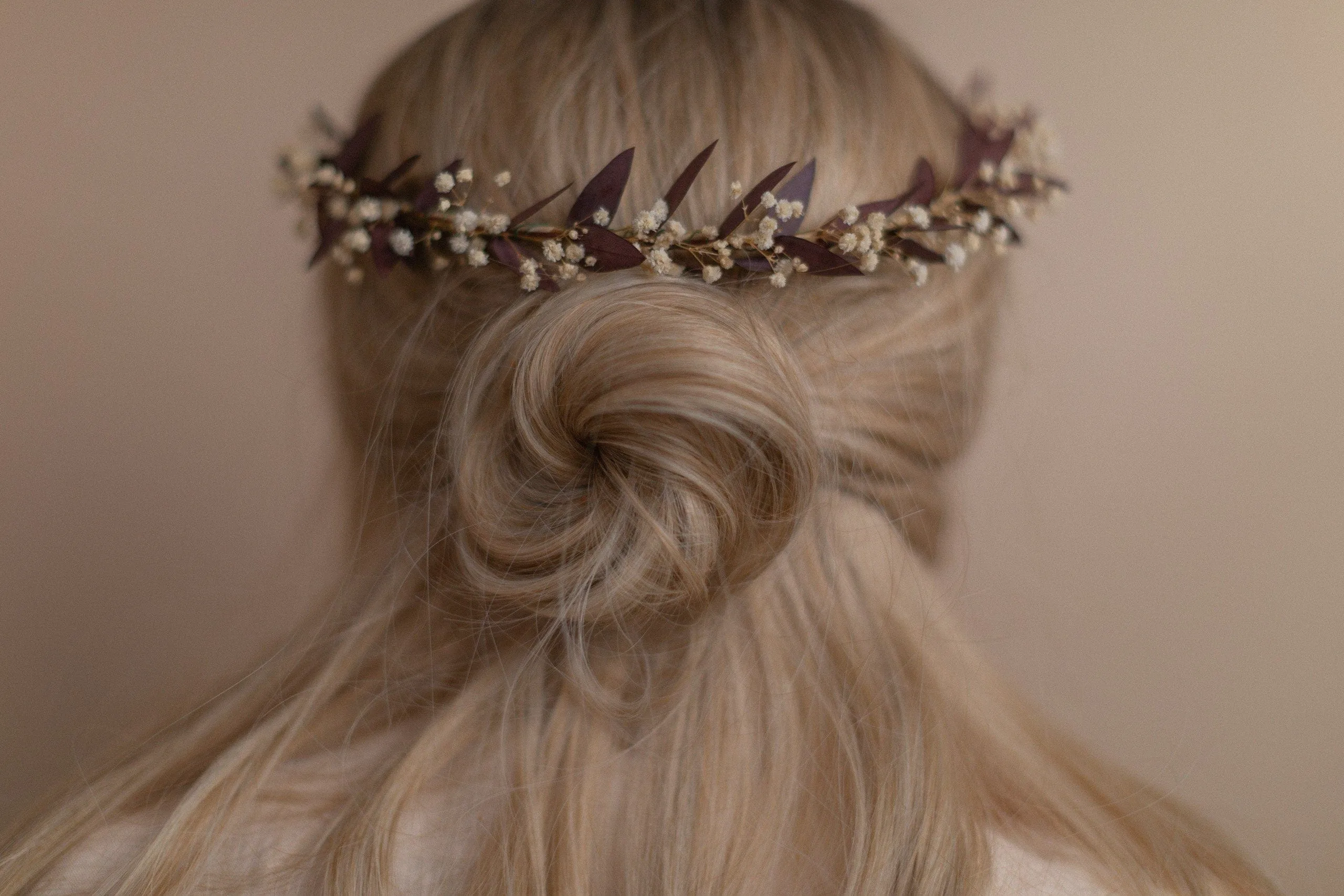 Real Red/Terra Dried Eucalyptus Baby's Breath Crown / Gypsophila Crown / Real Dried Flowers Crown / Dried Wedding Crown