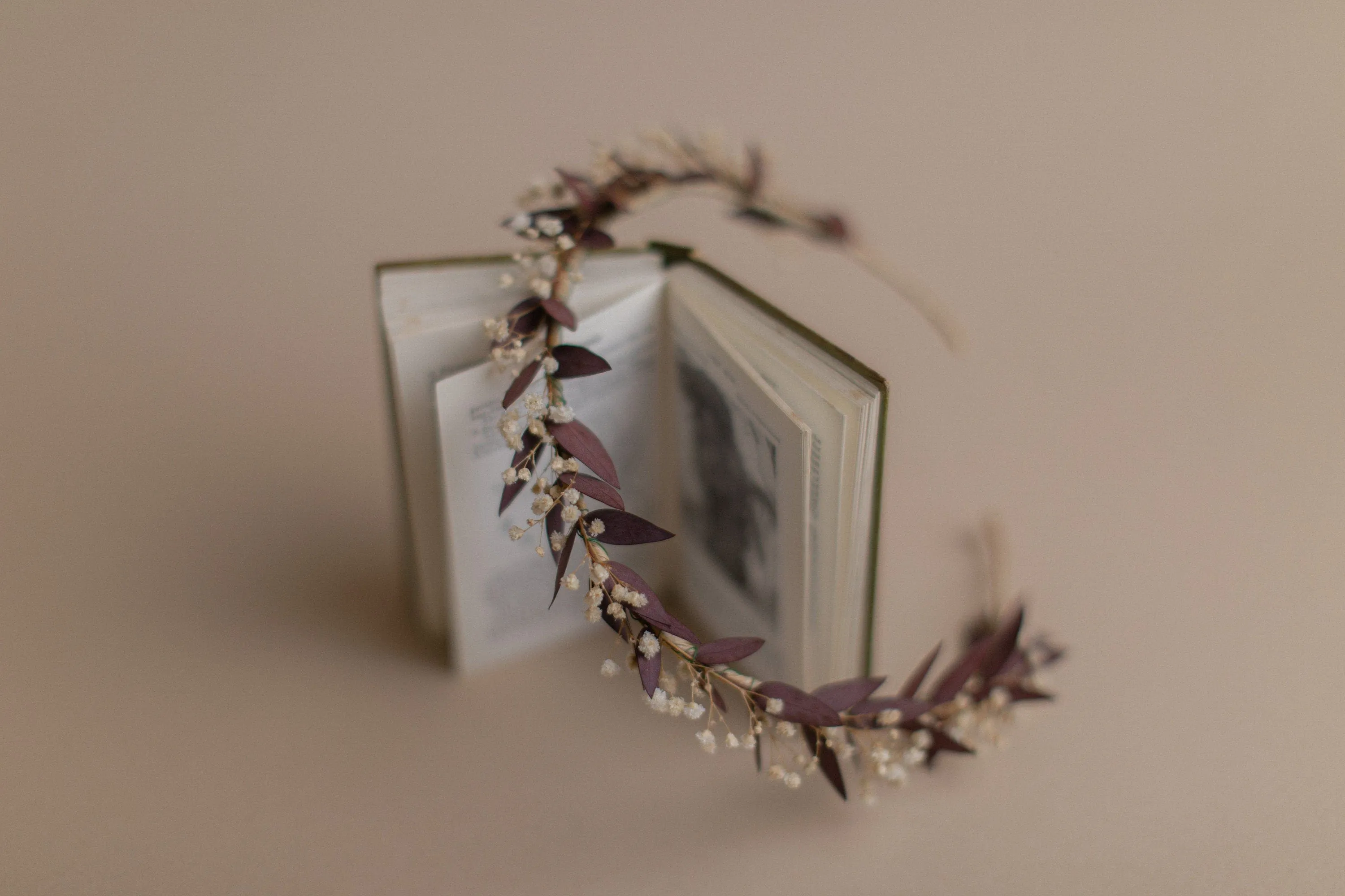 Real Red/Terra Dried Eucalyptus Baby's Breath Crown / Gypsophila Crown / Real Dried Flowers Crown / Dried Wedding Crown