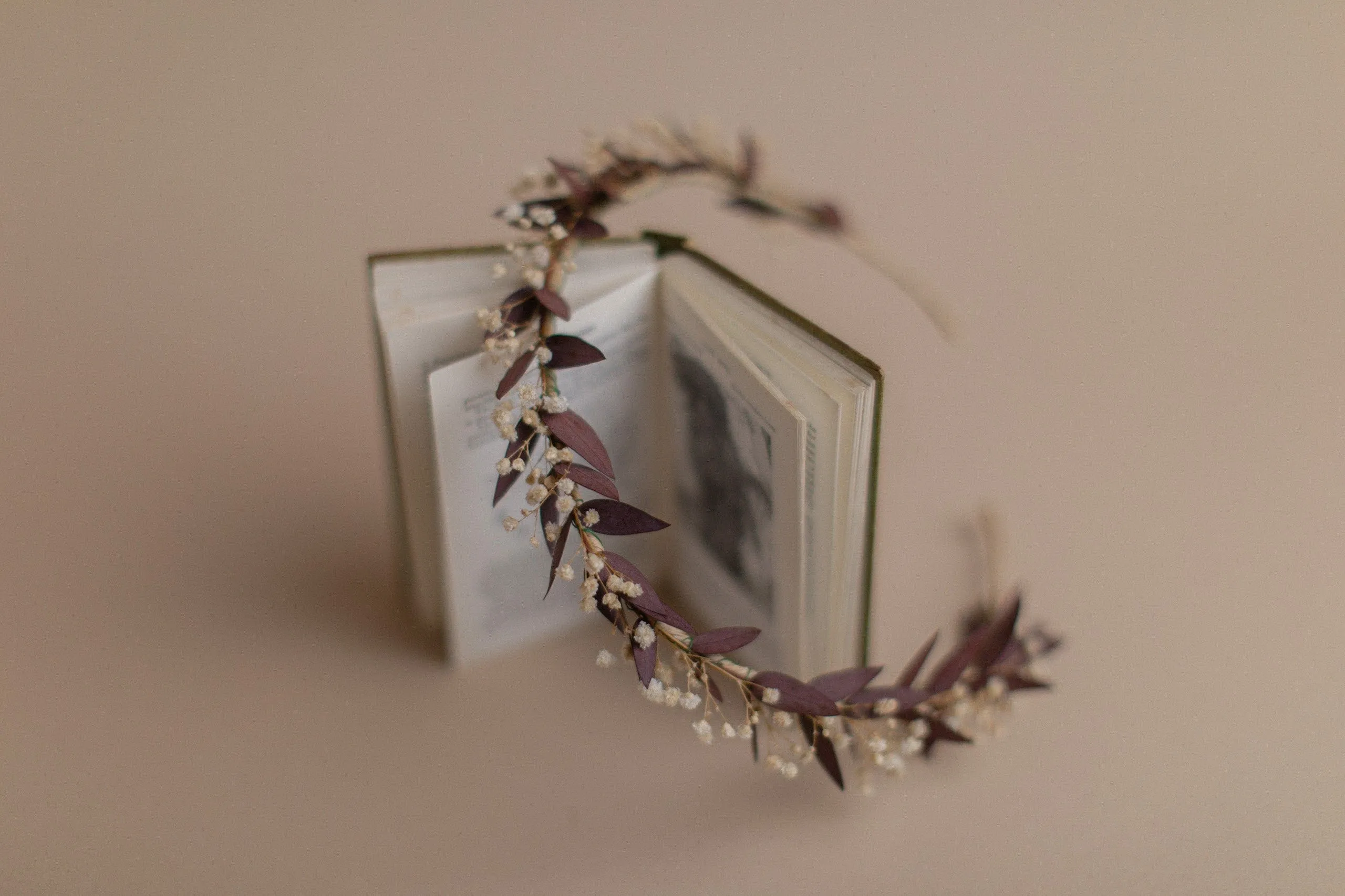 Real Red/Terra Dried Eucalyptus Baby's Breath Crown / Gypsophila Crown / Real Dried Flowers Crown / Dried Wedding Crown