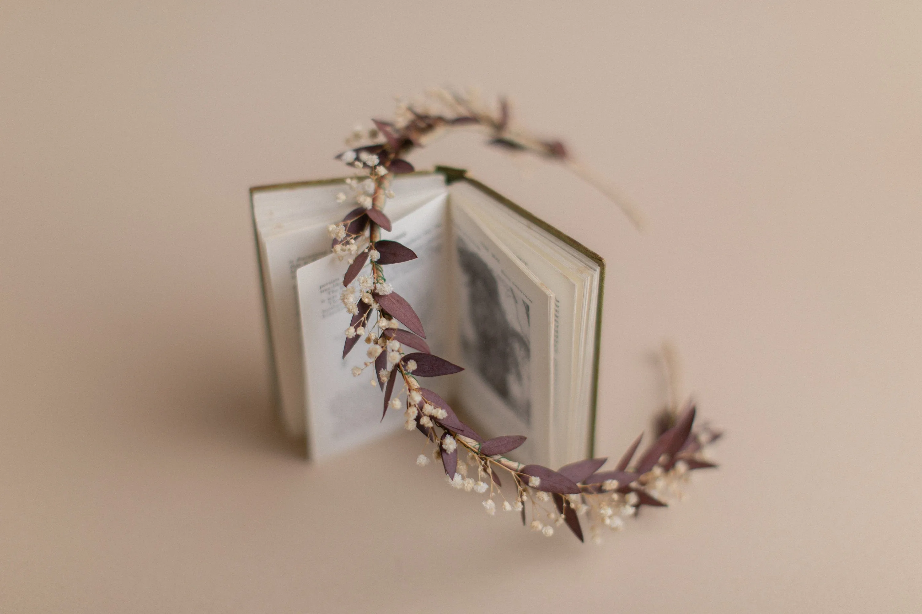 Real Red/Terra Dried Eucalyptus Baby's Breath Crown / Gypsophila Crown / Real Dried Flowers Crown / Dried Wedding Crown