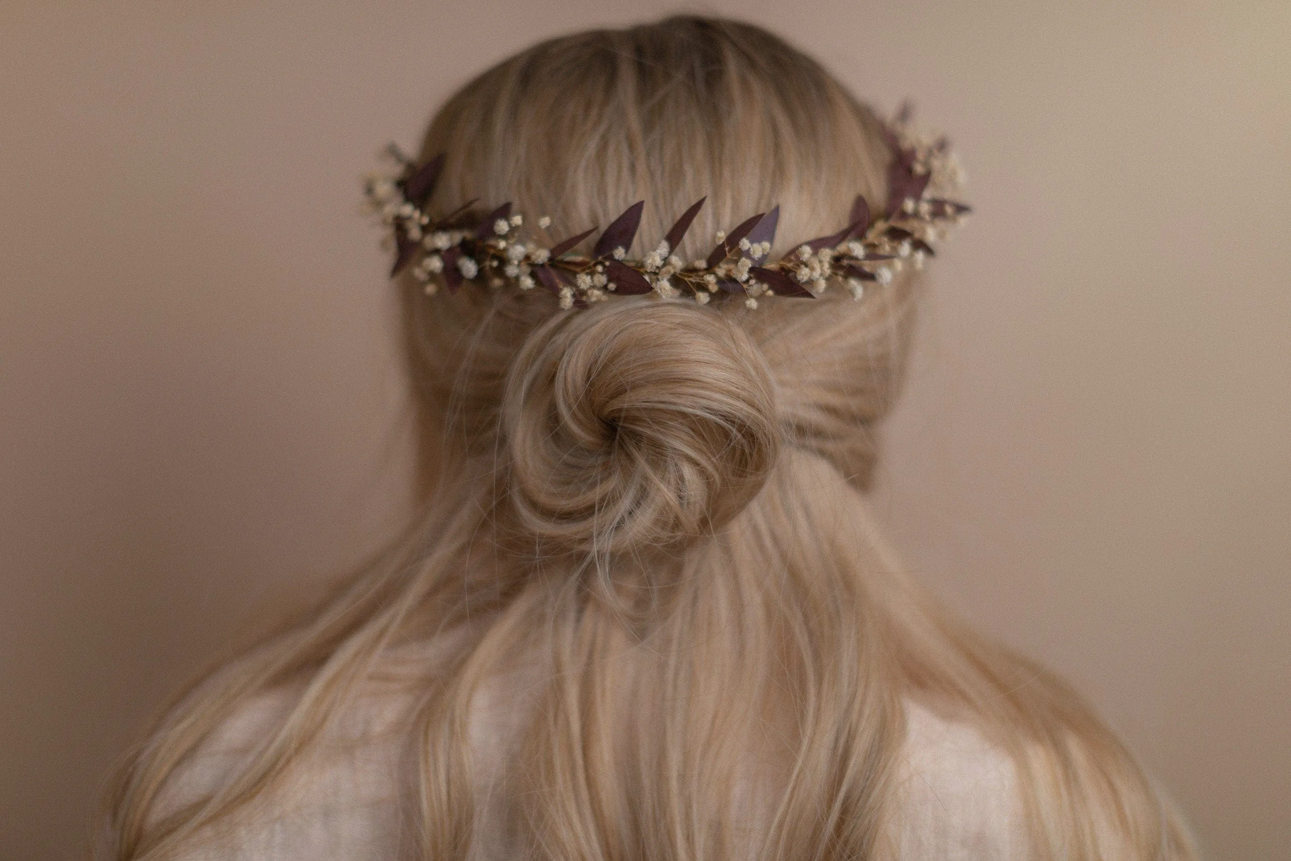 Real Red/Terra Dried Eucalyptus Baby's Breath Crown / Gypsophila Crown / Real Dried Flowers Crown / Dried Wedding Crown