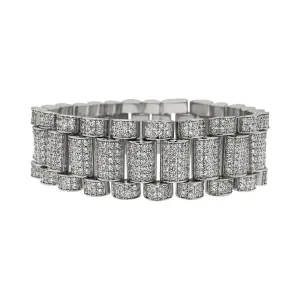 Rhodium President CZ Bling Bling Bracelet 22MM