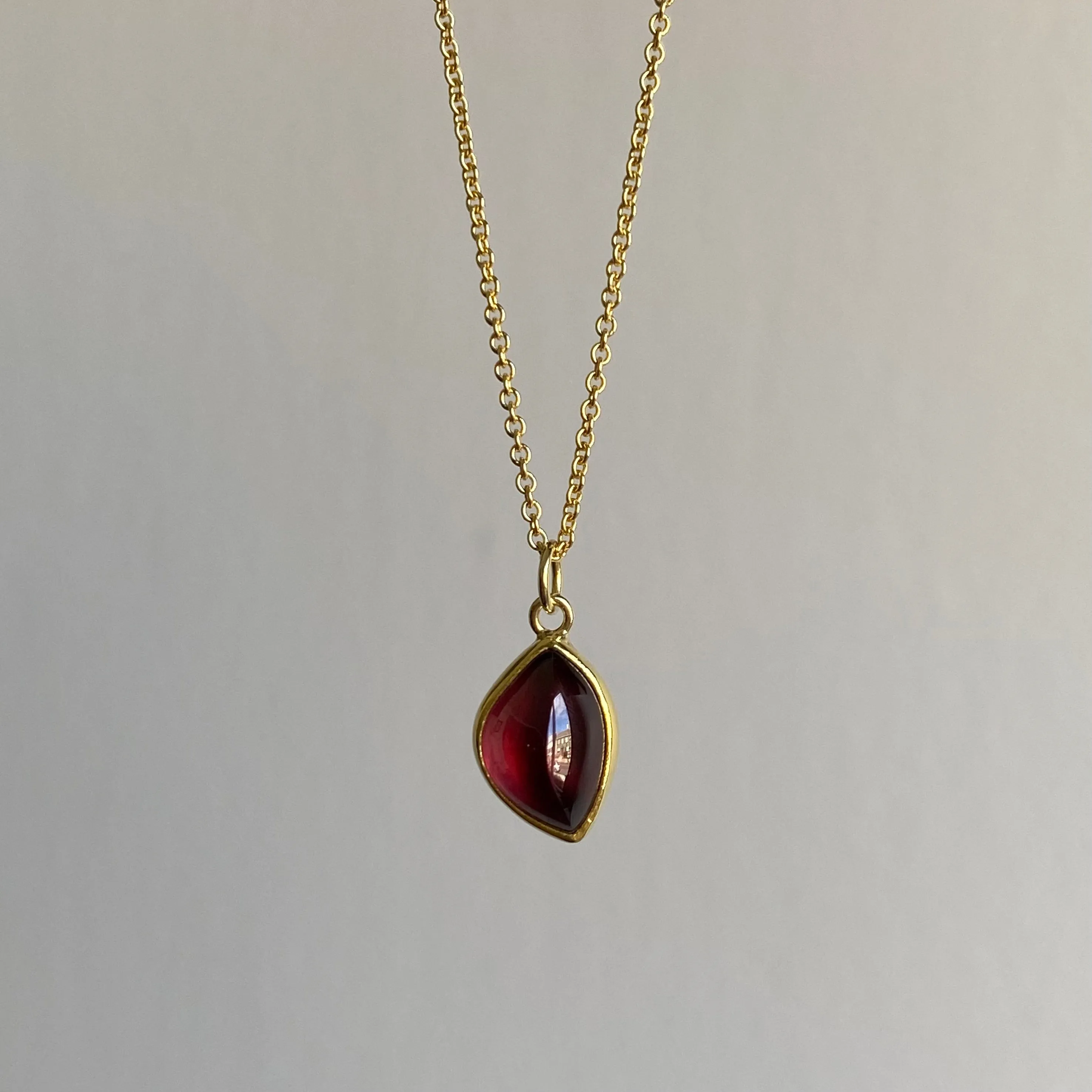 Rhodolite Garnet Leaf Pendant