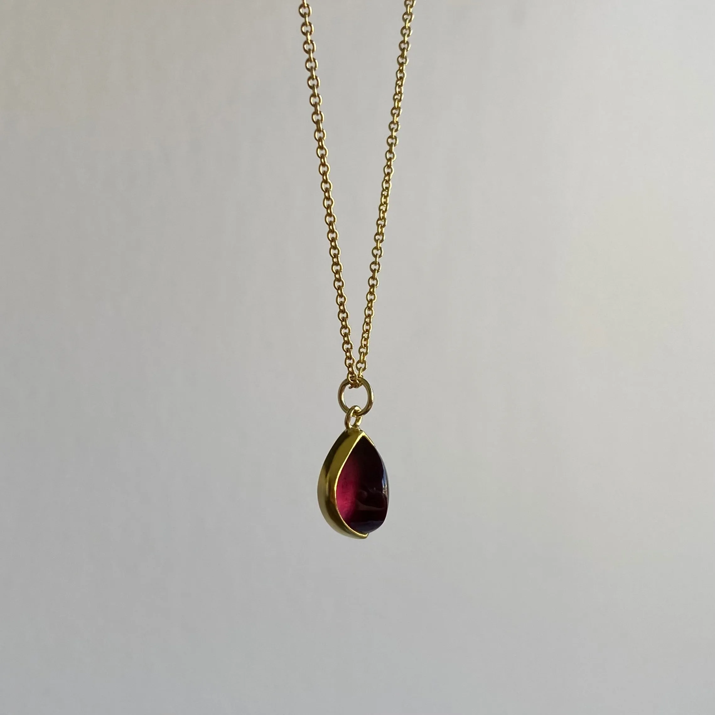 Rhodolite Garnet Leaf Pendant