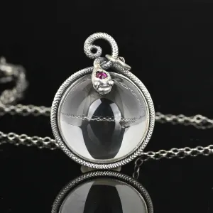 Rock Crystal Pools of Light Pendant Snake Ruby Head