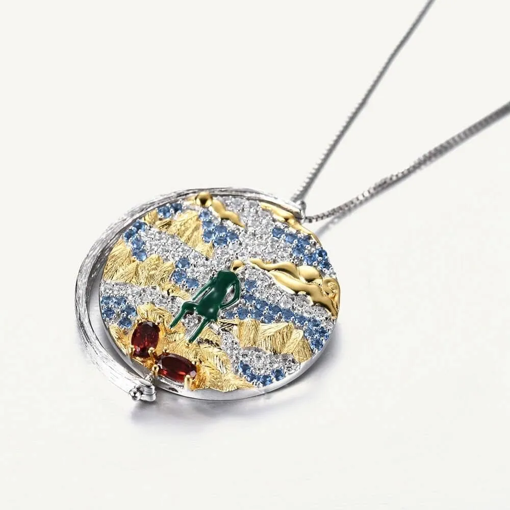 Rotatable Oil Painting Pendant Necklace