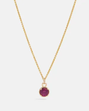 Round Galatée Pendant in 14k Yellow Gold with rasperry-toned Tanzanian Moyo Garnet