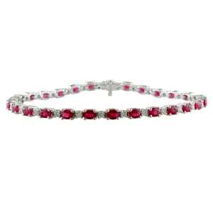 Ruby & Diamond Tennis Bracelet 18K White Gold 7 Carats