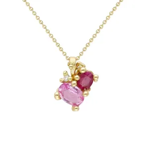 Ruby and Pink Sapphire Cluster Pendant - Ruth Tomlinson