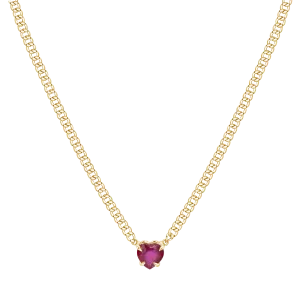 Ruby Heart Cuban Chain Necklace