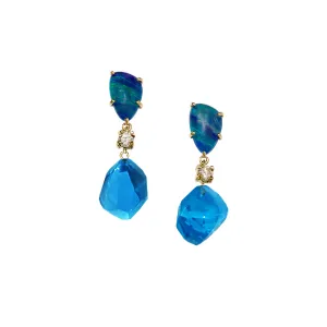 Santorini 18K Gold One of a Kind Gemstone Earrings