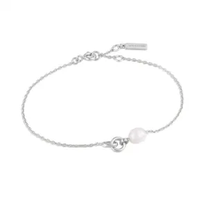 Silver Pearl Link Chain Bracelet