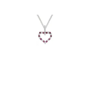 Silver Ruby CZ heart pendant