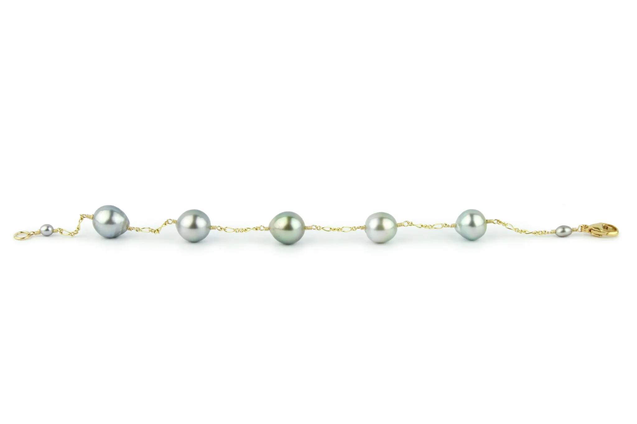 Silvery Pastel Tahitian Pearl Tin Cup Bracelet