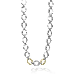 Single Station Diamond Link Necklace