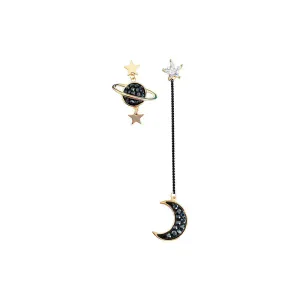 Star Moon Zircon Planet Long Earrings