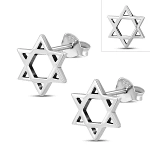 Star Of David Jewish Judaica 925 Sterling Silver Stud Earrings