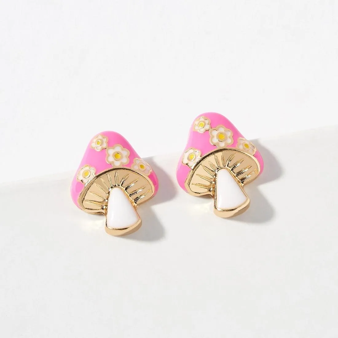 Stay Stylish Mushroom with Flower Stud Earrings