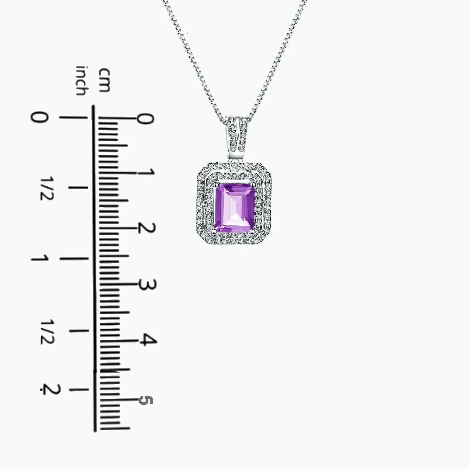 Sterling Silver Amethyst Baguette Cut Royale Pendant - Exquisite Women Jewellery