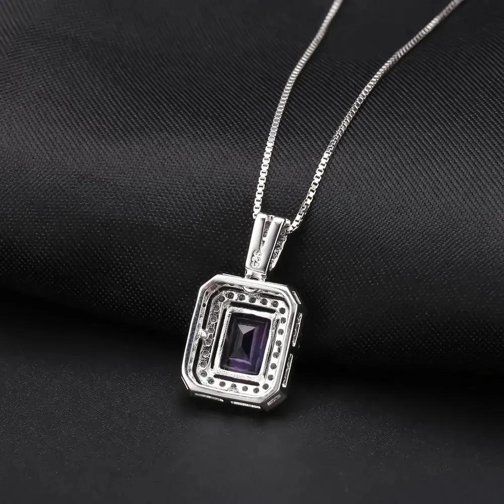 Sterling Silver Amethyst Baguette Cut Royale Pendant - Exquisite Women Jewellery