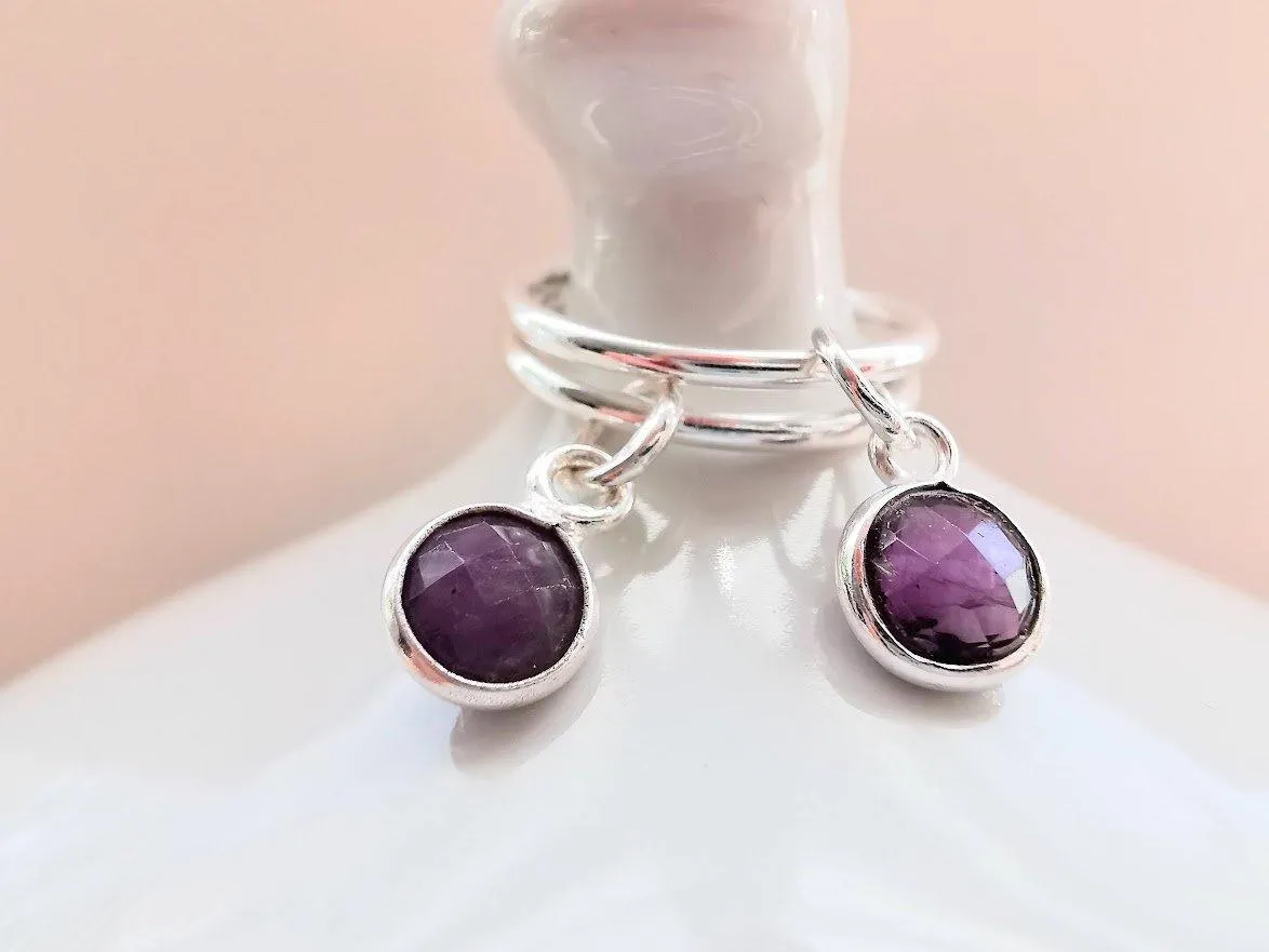 Sterling Silver Amethyst Endless Hoop Earrings