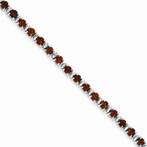 Sterling Silver Garnet and Diamond Bracelet