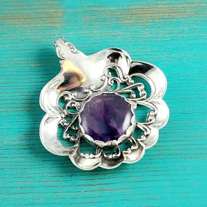 Sterling Silver Round Amethyst Bon Bon Spoon Pendant