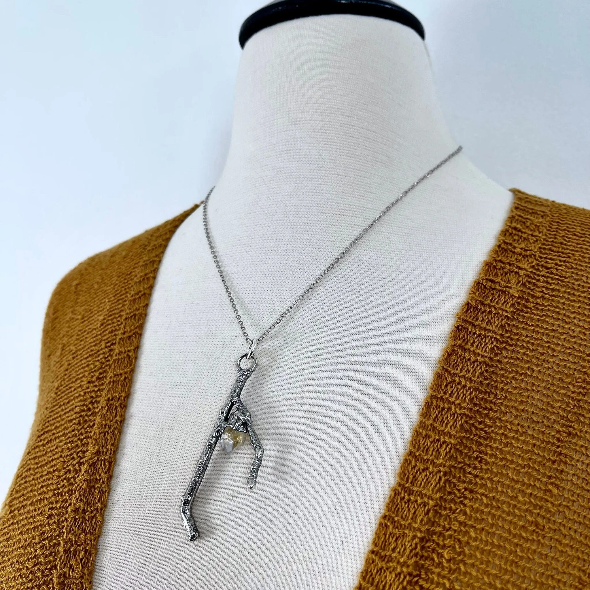 Sticks & Stones Collection- Citrine Necklace in Fine Silver /