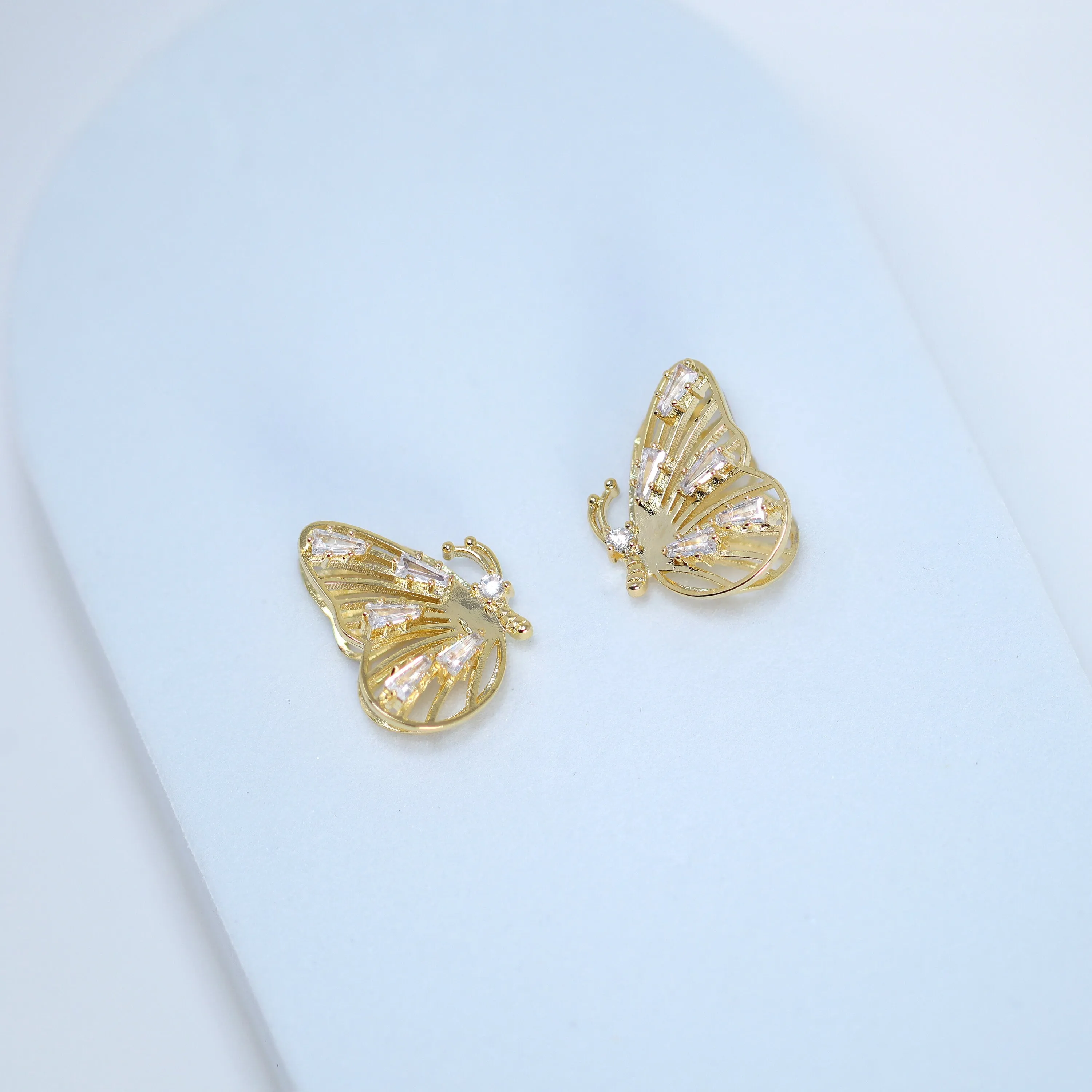 Swarovski Crystal Spots On 3D Gold Butterfly Stud Earrings, Dainty Stud, Statement Earrings.