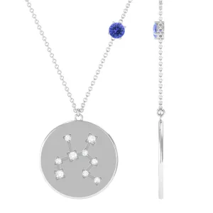 Tanzanite and Diamond Sagittarius Constellation Disc Pendant