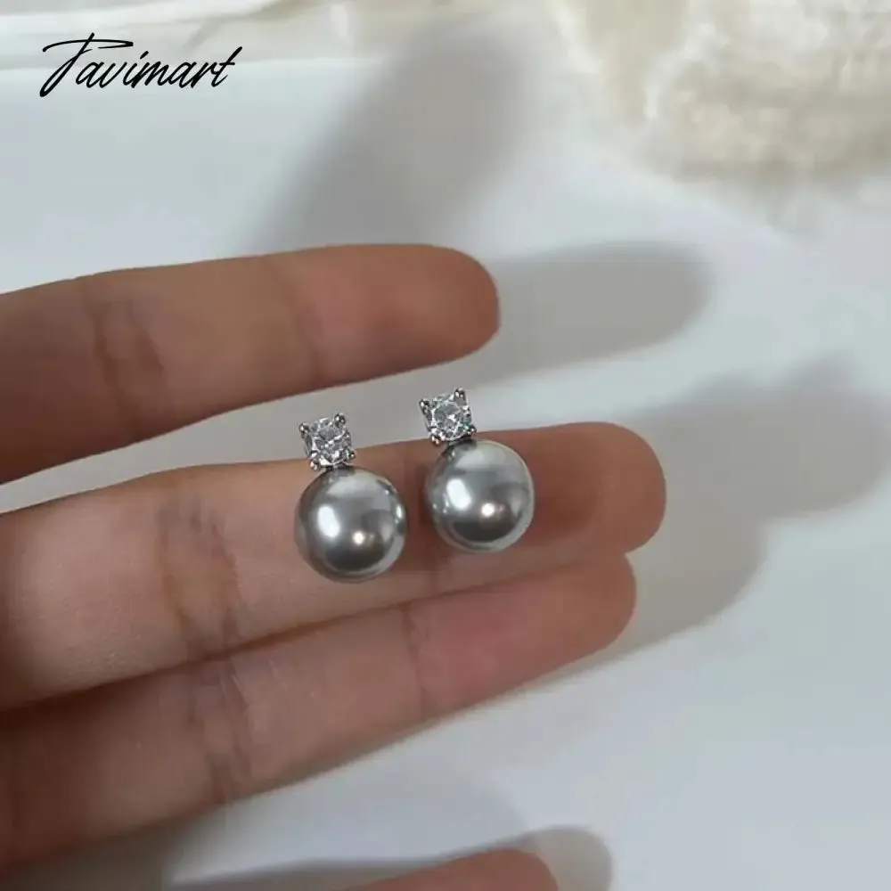 TAVIMART -  New Arrival White Pearl Zircon Stud Earrings For Women Elegant Sweet Simulated-Pearl Temperament Earrings Jewelry Gifts