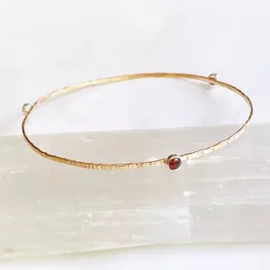 Textured garnet bangle -14kt gf