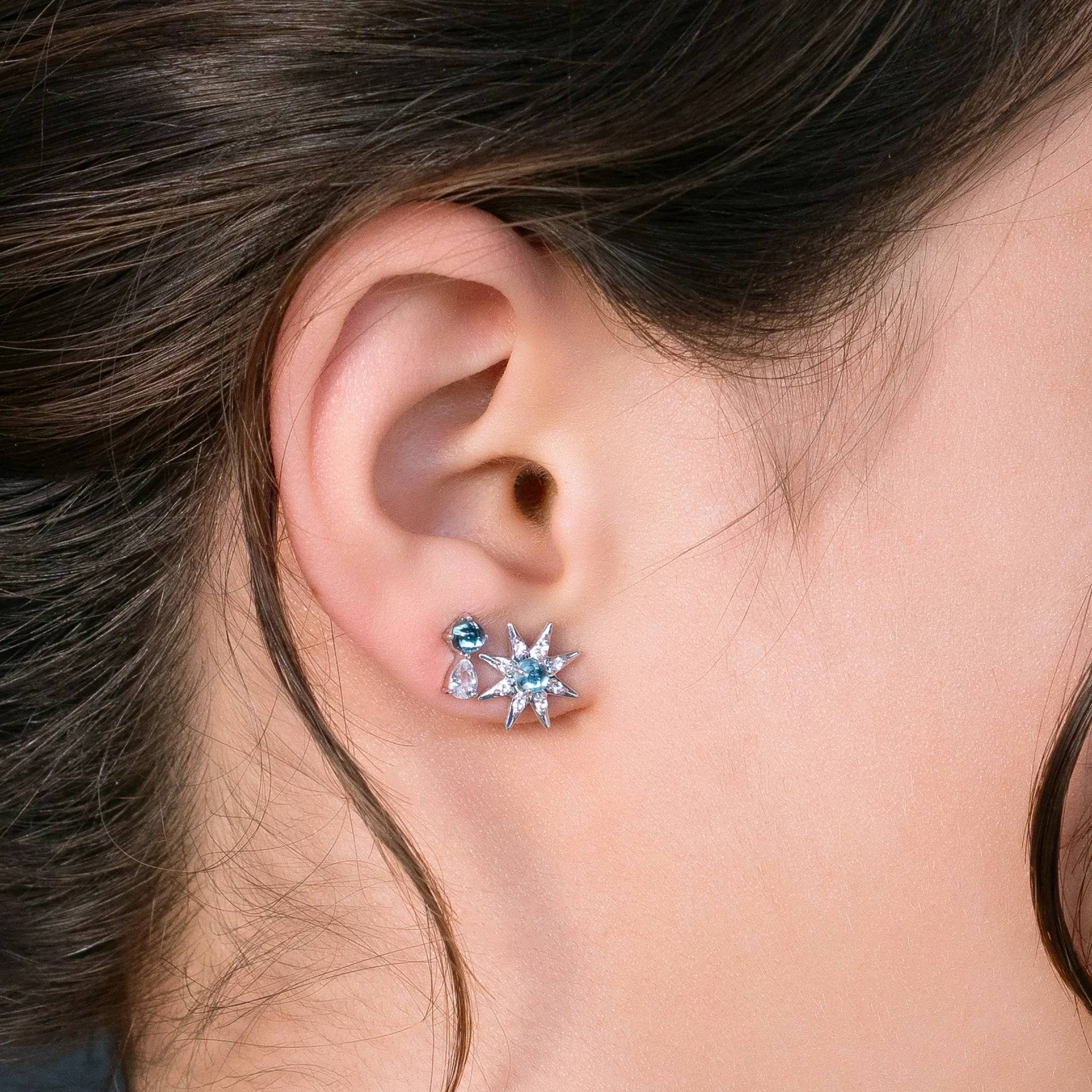 The Nebula Blue Topaz Stud Earrings