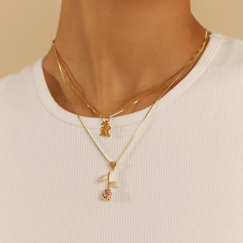 THE PAVE' RUBY ROSE PENDANT NECKLACE