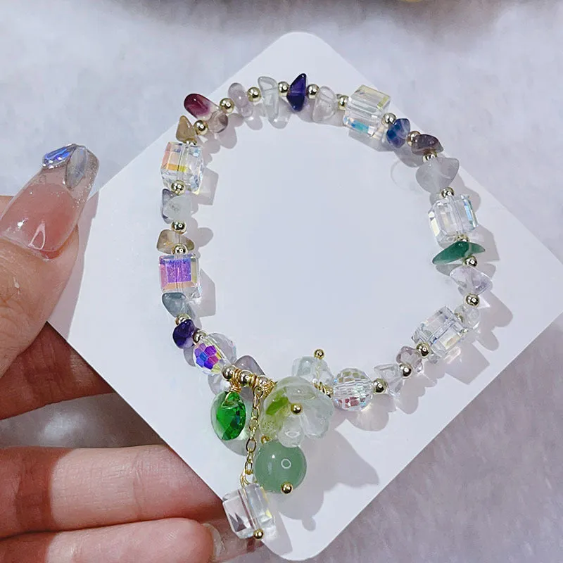 Trending Crystal Floral Bracelets!!Fluorite,Aquamarine,etc.!!So Gorgeous!