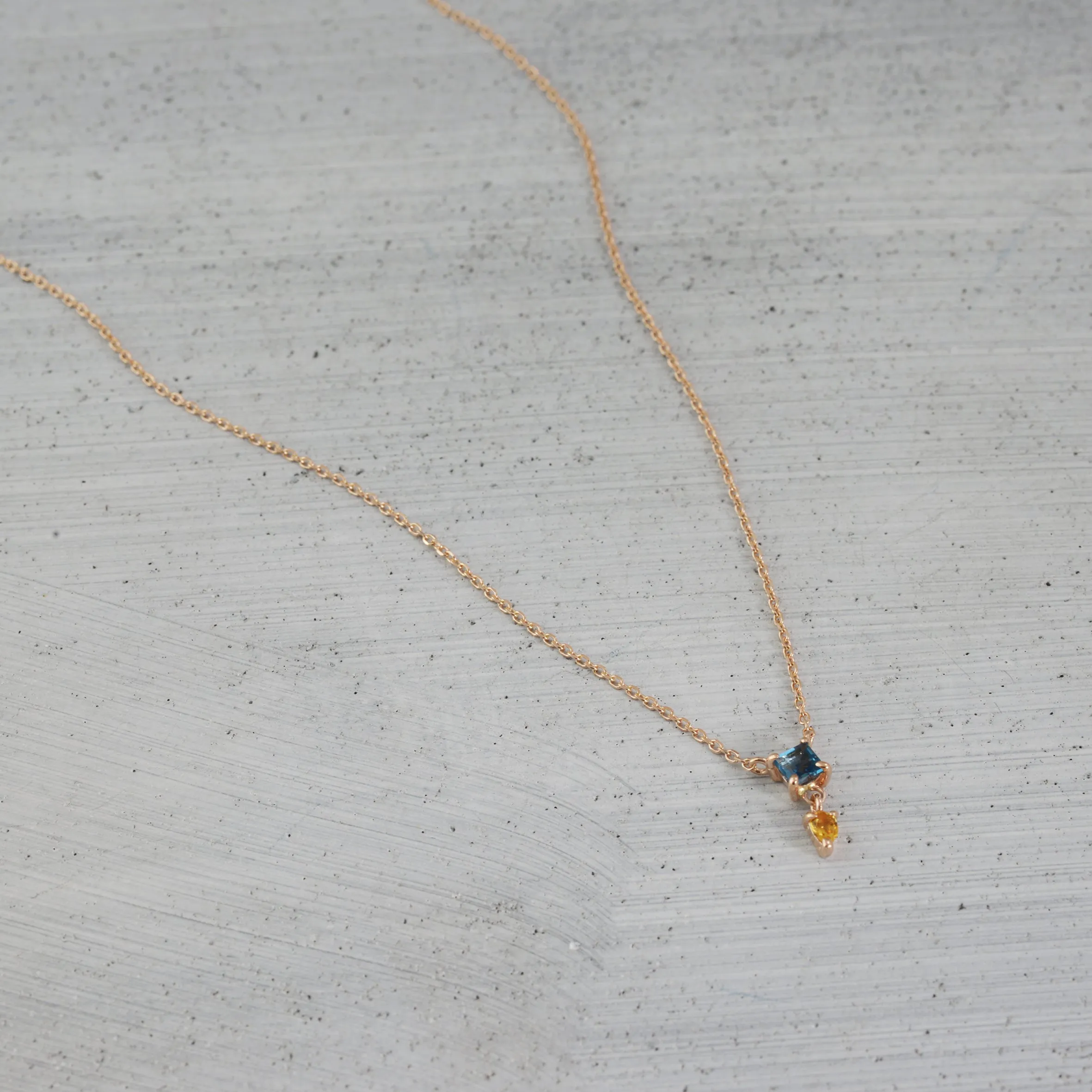 Two-piece trapeze Necklace - 14K/ 18K Gold