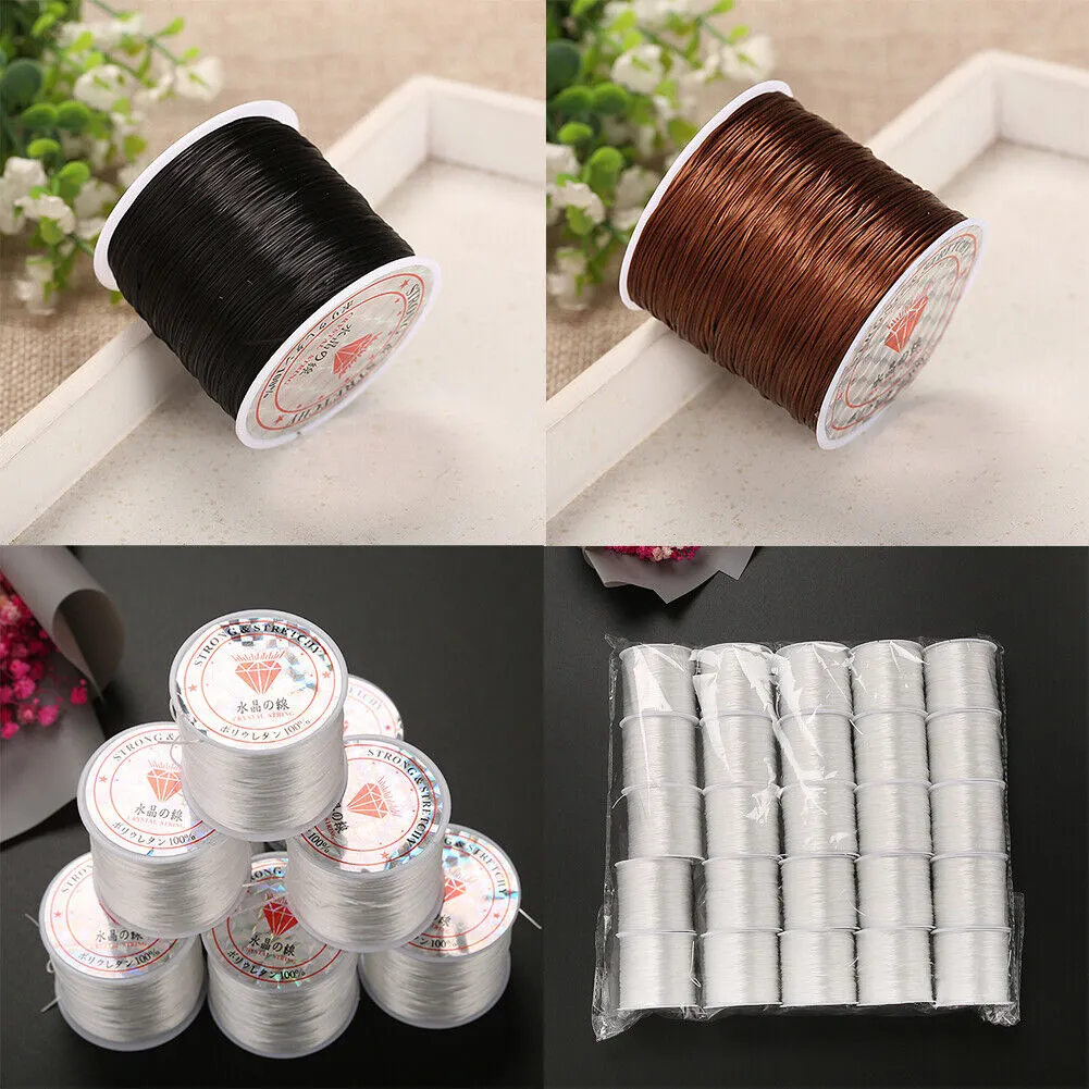 US 1-2 0.5mm Flat Elastic Stretch String Jewelry Making DIY Bracelet Cord Thread