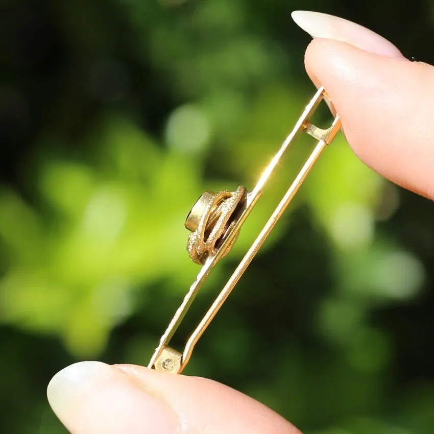 Victorian 9ct Gold Bar Brooch with Snake & Garnet Detail, 9ct Yellow Gold, 2.66g