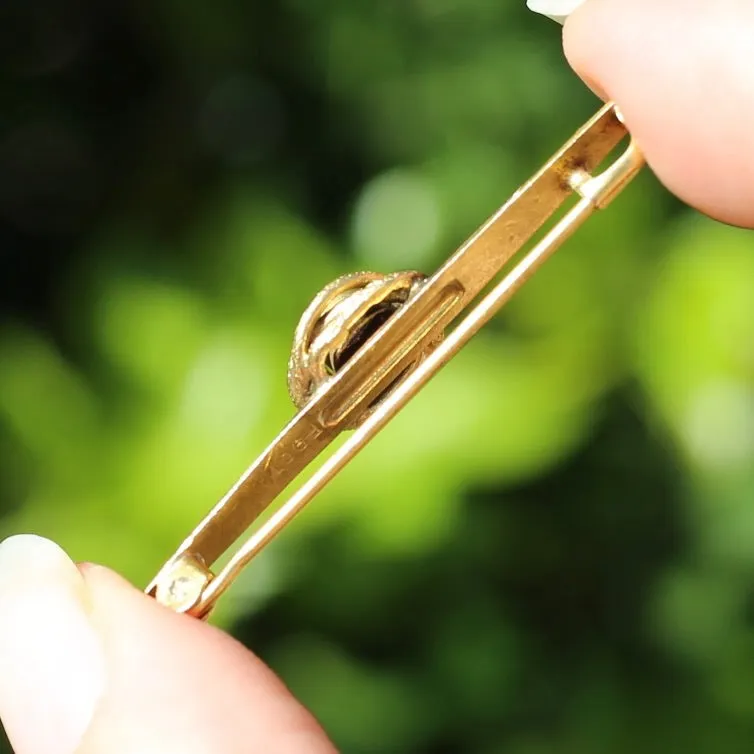 Victorian 9ct Gold Bar Brooch with Snake & Garnet Detail, 9ct Yellow Gold, 2.66g