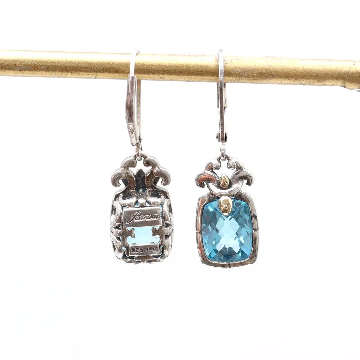 Vintage Inspired Blue Topaz and Sterling Silver Earrings #8117E-BT