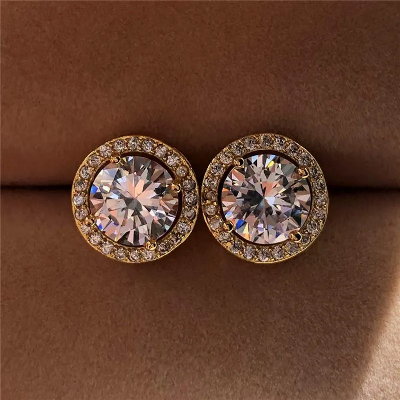 Women Vintage Crystal Round Stud Earrings