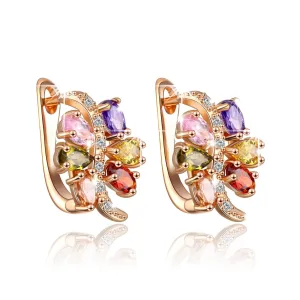 Yellow Chimes Clip on Earrings for Women Multicolor Crystal Earrings Rosegold Plated Swiss AAA Zircon Clip On Earrings for Women and Girls.