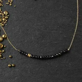 Zina Kao Black Garnet Bar Necklace with Stardust Accents (n-8b39)