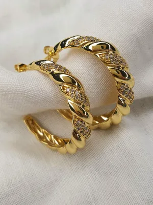 Zircon Croissant Hoops