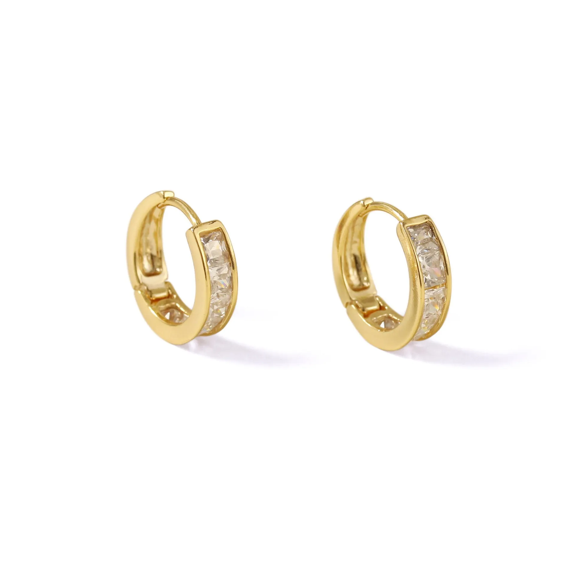 Zircon Inlaid Buckle Mini Hoop Earrings