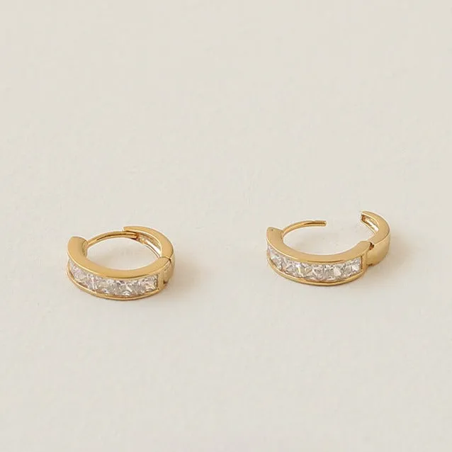 Zircon Inlaid Buckle Mini Hoop Earrings