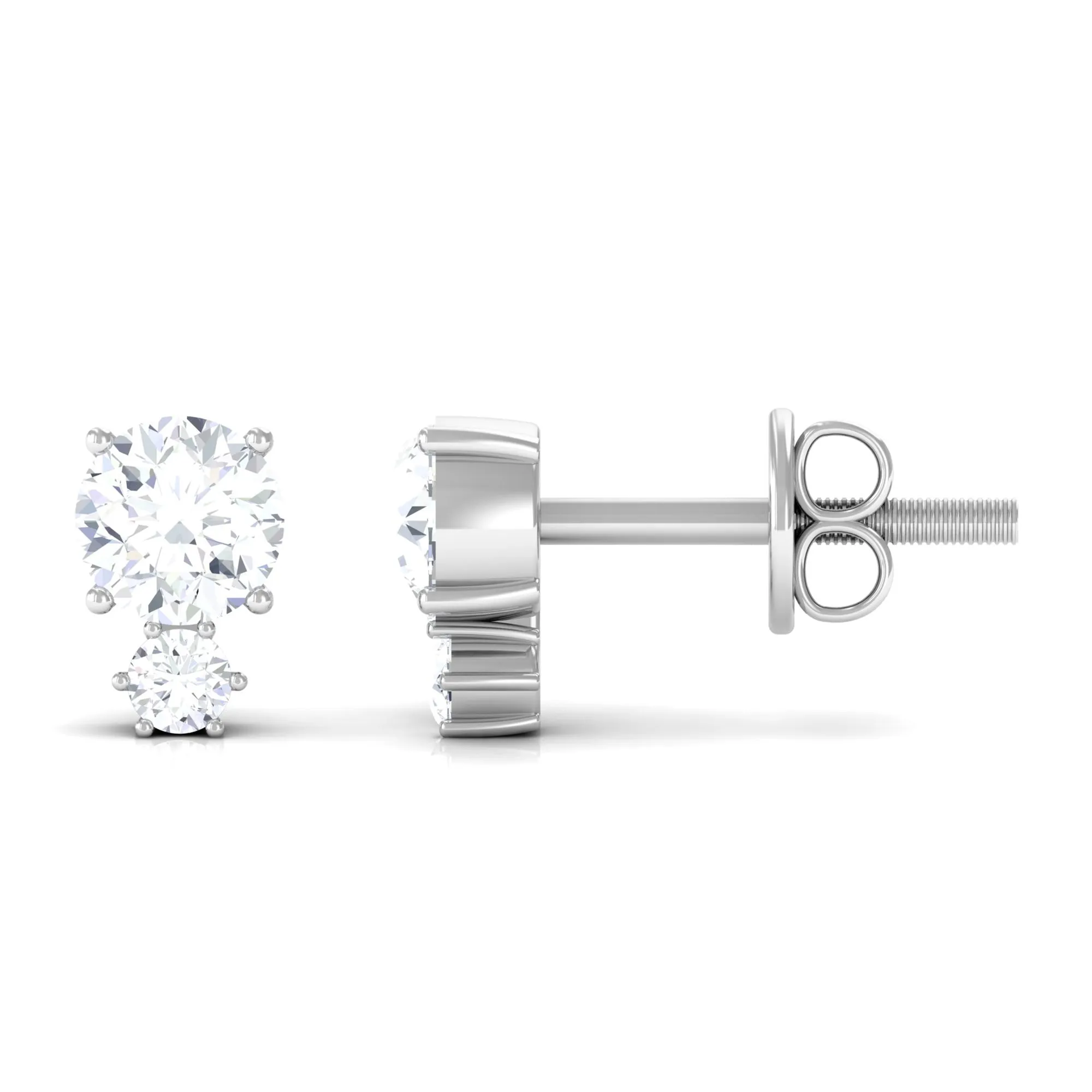 Zircon Minimal Screw Back Stud Earrings